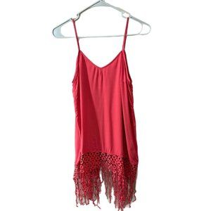 Umgee Women’s Size Small Spaghetti Strap Fringe Detail Top NEW